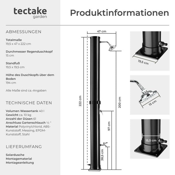 Solardusche Orinoco schwarz