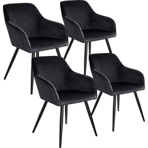 4er Set Stuhl Marilyn Samtoptik, schwarz