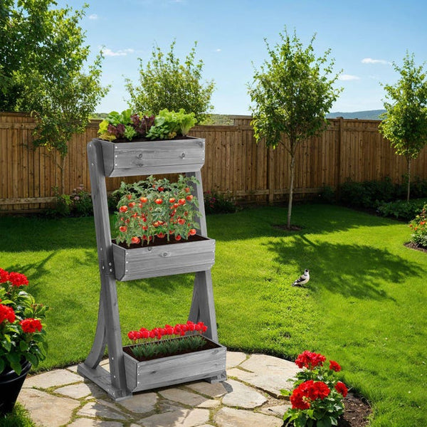 Vertikalbeet Flora grau 60 x 49 x 140 cm