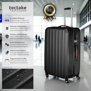 Hartschalenkoffer und Beauty-Case Set 4-tlg. Schwarz
