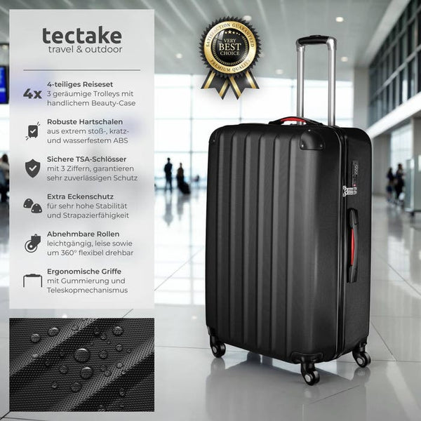 Hartschalenkoffer und Beauty-Case Set 4-tlg. Schwarz