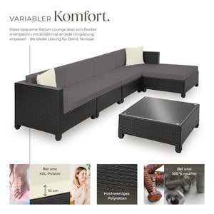 Aluminium Rattan Lounge schwarz