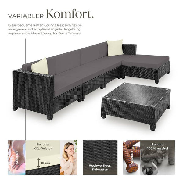 Aluminium Rattan Lounge schwarz