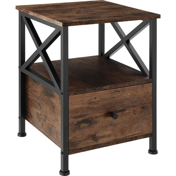 Nachttisch Falkirk Industrial Holz dunkel, rustikal