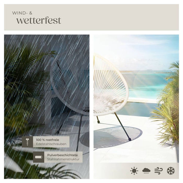 2 Gartenstühle Santana mit Tisch weiss