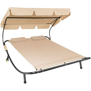 Gartenliege für 2 Personen schwarz/beige
