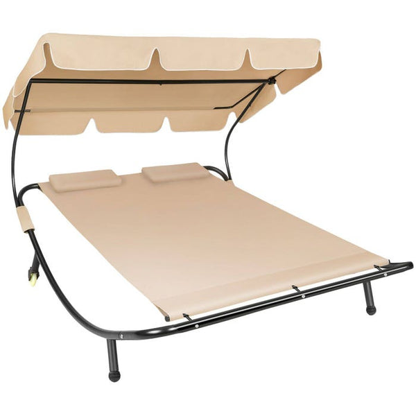 Gartenliege für 2 Personen schwarz/beige