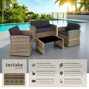 Rattan Lounge Lucca natur/dunkelgrau