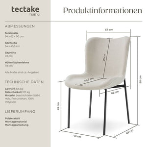 Polsterstuhl Tessa Webstoff off white/schwarz pro Stück