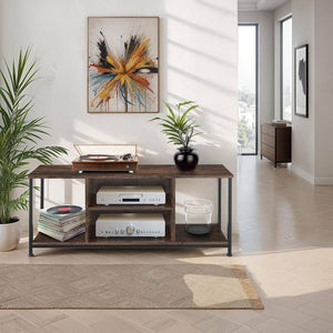 TV-Regal mit 4 offenen Fächern und verstellbarem Einlegeboden Industrial dunkelbraun 120 cm
