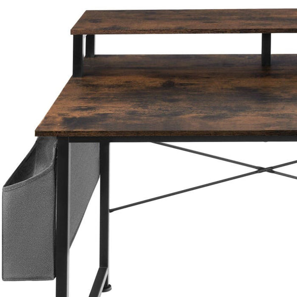 Schreibtisch mit Ablage und Stofftasche Industrial dunkelbraun 120 cm