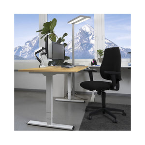 CONTINI höhenverstellbarer Bürotisch 1.4x0.8m Eiche / Gestell ET225E weiss RAL 9016