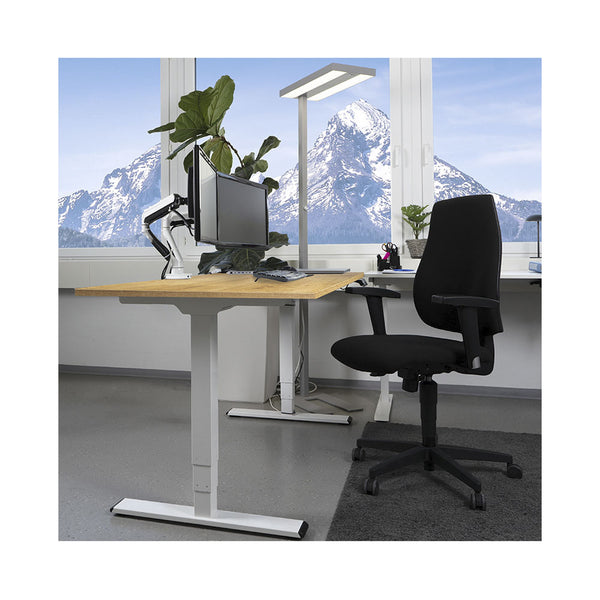 CONTINI höhenverstellbarer Bürotisch 1.4x0.8m Eiche / Gestell ET225E weiss RAL 9016