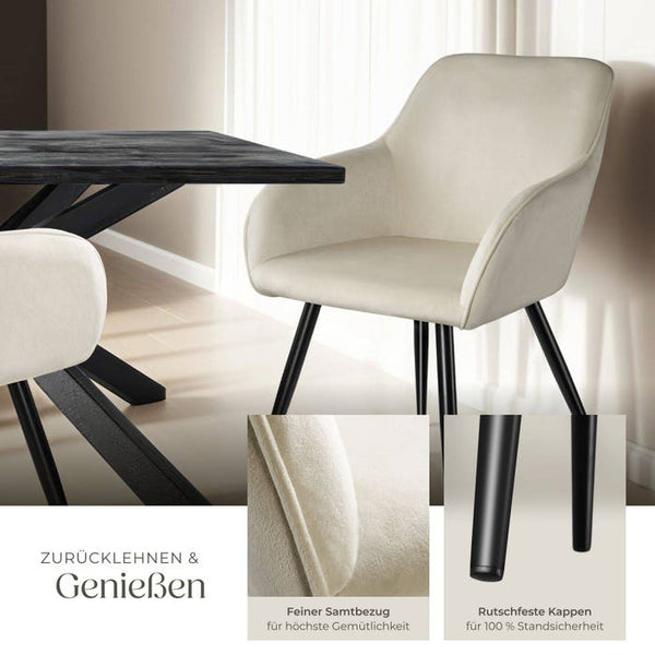Stuhl Marilyn Samtoptik, schwarz/crème