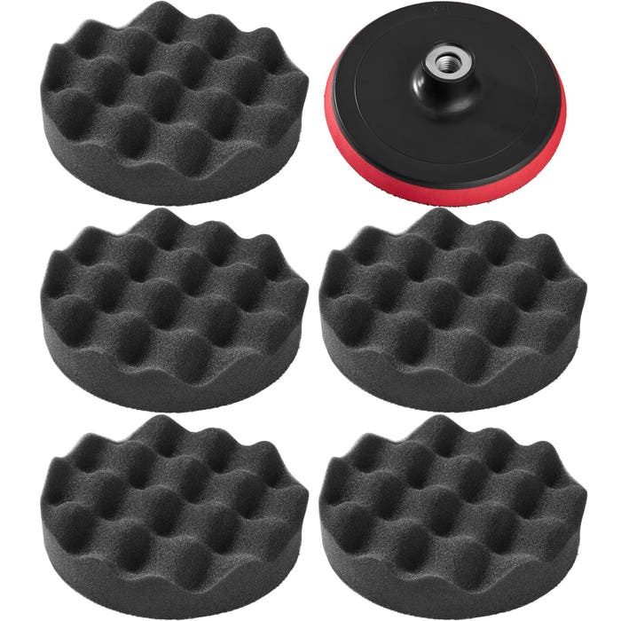 5 spugne lucidanti da 150 mm, motivo a nido d'ape, inclusa base girevole