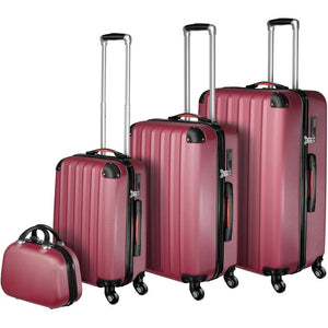 Hartschalenkoffer und Beauty-Case Set 4-tlg. Weinrot