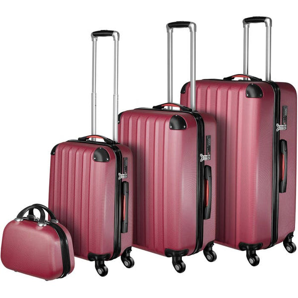 Hartschalenkoffer und Beauty-Case Set 4-tlg. Weinrot