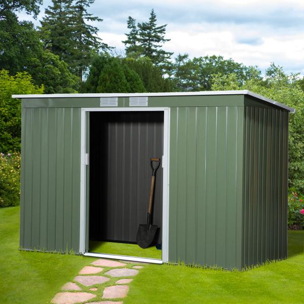 Gerätehaus Gartenhaus Geräteschuppen Hellgrün 280 x 130 x 172 cm