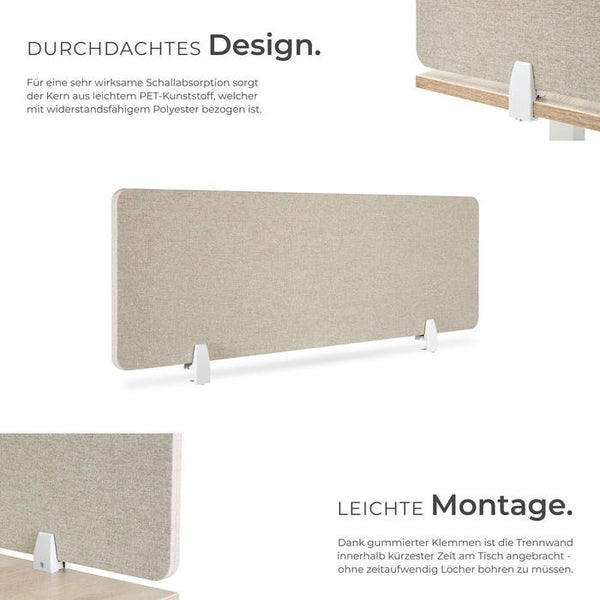 Schreibtisch Trennwand Noisy beige 160 x 40 cm