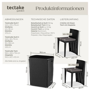 Rattanset Bistro Hamburg - schwarz
