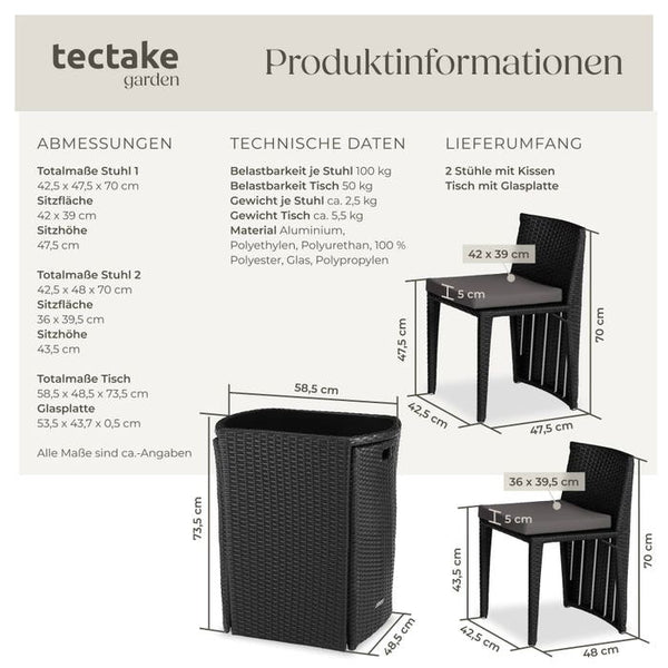 Rattanset Bistro Hamburg - schwarz