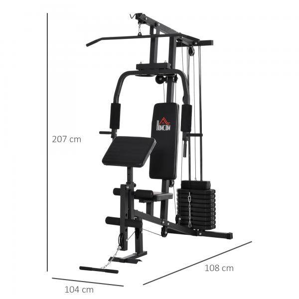 Kraftstation Fitnessstation Multigym inkl. Gewichten Stahl Schwarz
