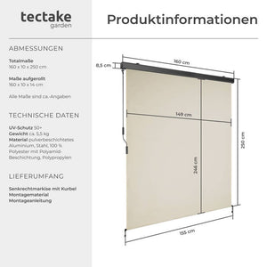 Senkrechtmarkise Eloise beige 160 x 250 cm