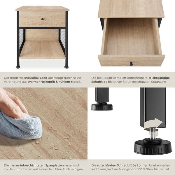Nachttisch Killarney Industrial Holz hell, Eiche Sonoma