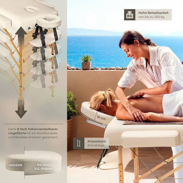 3 Zonen Massageliege-Set beige