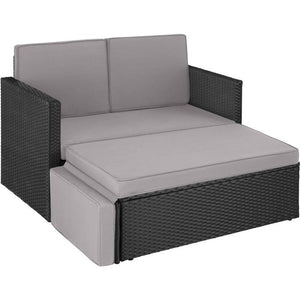 Rattan Lounge Korfu schwarz/grau