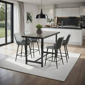 Thekenstuhl Siera Webstoff grau/schwarz 6er Set