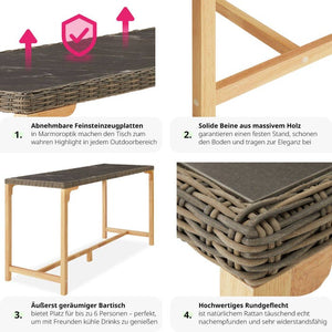 Rattan Bartisch Lovas 161x64,5x99,5cm natur