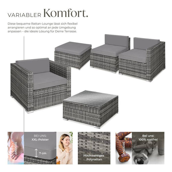 Rattan Lounge Milano grau