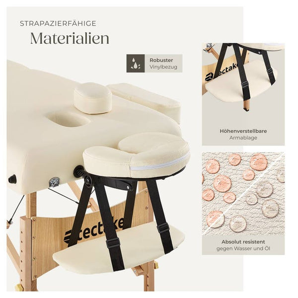 Lettino da massaggio a 2 zone con imbottitura da 7,5 cm, beige