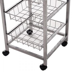 Küchenwagen Rollwagen 4-stöckig rollbar Weiss