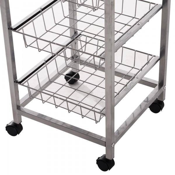 Küchenwagen Rollwagen 4-stöckig rollbar Weiss