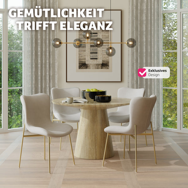 Polsterstuhl Tessa Samt beige/gold 4er Set