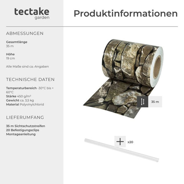 PVC Sichtschutzfolie, stein-optik, 35m
