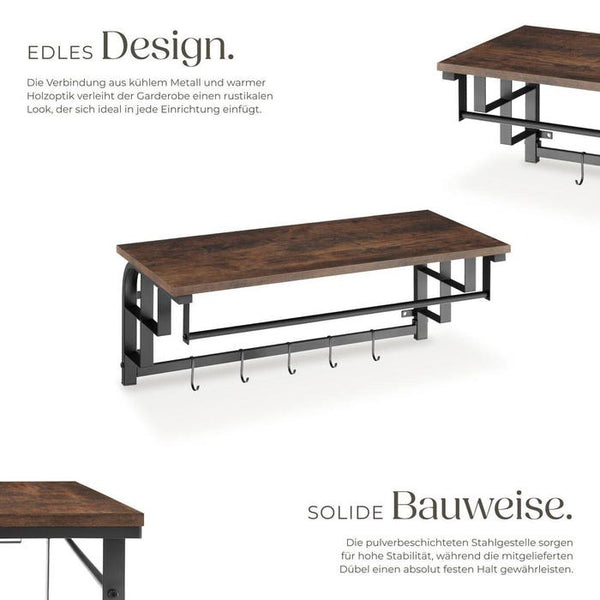 Hängegarderobe Westwood 66x30x27cm Industrial dunkelbraun