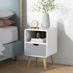 Nachttisch Nachtkommode Nachtschrank mit Schublade Weiss
