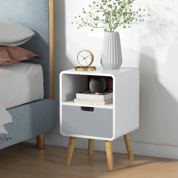 Nachttisch Nachtkommode Nachtschrank mit Schublade Weiss