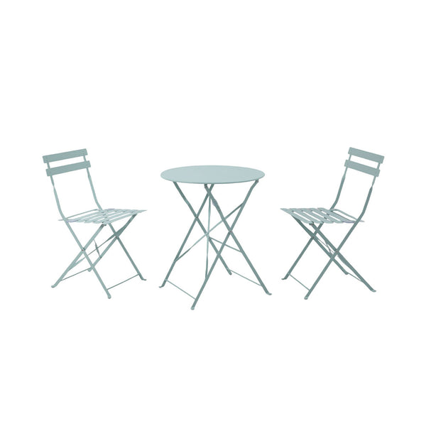 dameco Bistro Set Metall Gartentisch und 2 Stühle türkis matt