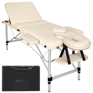3 Zonen Massageliege mit 5cm Polsterung und Aluminiumgestell beige