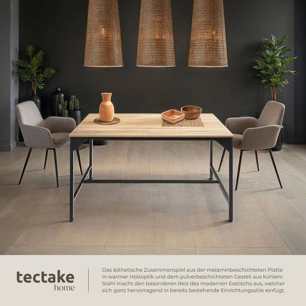 Esstisch Belfast Industrial Holz hell, Eiche Sonoma