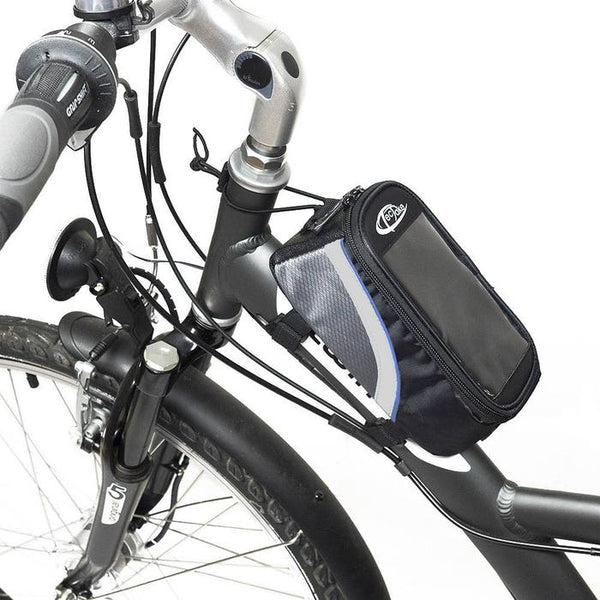 Fahrradtasche mit Rahmen-Befestigung für Smartphones schwarz/grau/blau 20,5 x 10 x 10,5 cm