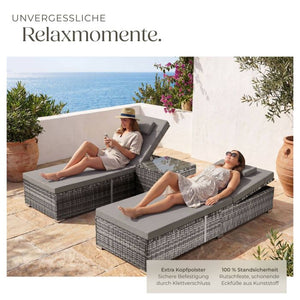 Rattan-Doppelliege Carbonera grau