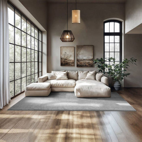 Short pile carpet Soft Zone gray 200 x 290 cm 
