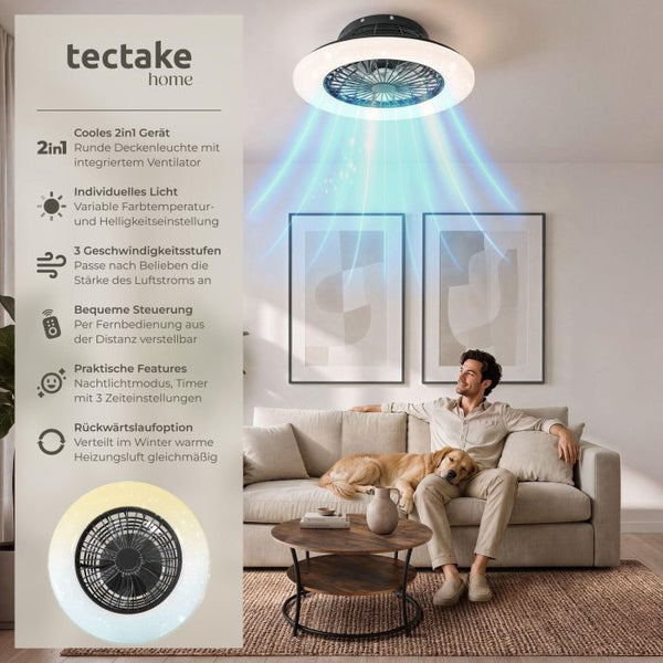 LED Deckenleuchte Storm mit Ventilator dimmbar schwarz