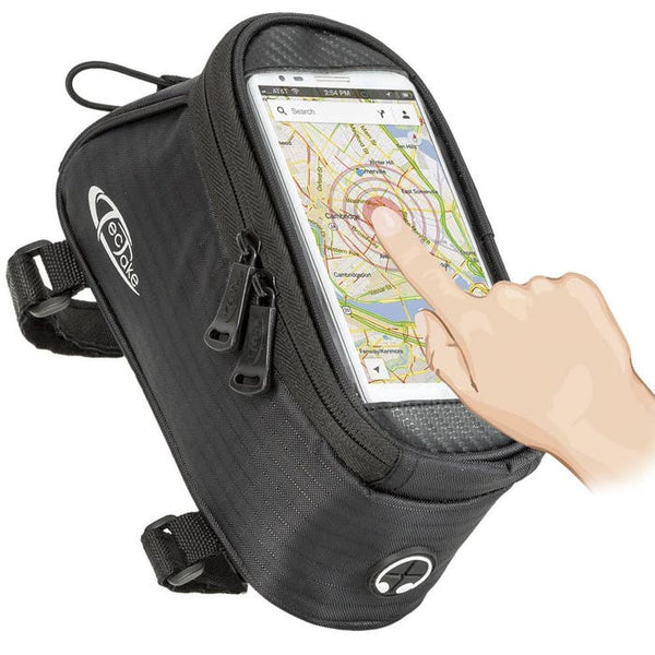 Fahrradtasche mit Rahmen-Befestigung für Smartphones schwarz 20 x 9,5 x 10 cm