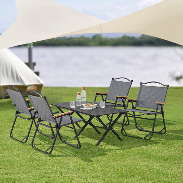 Camping garden furniture set Caltagirone 5-piece, grey